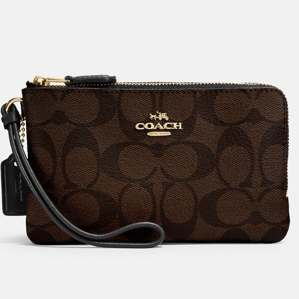 Coach double corner zip wristlet